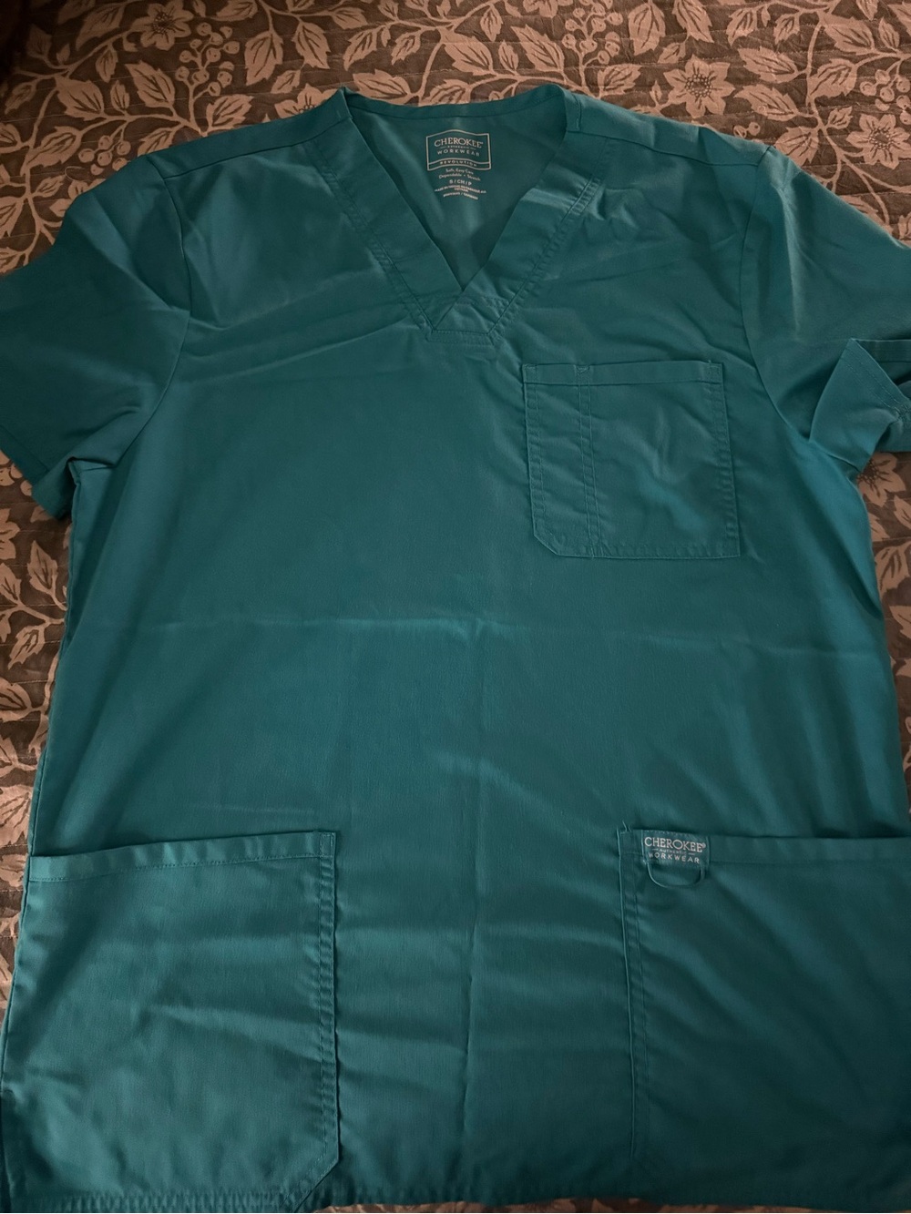 Cherokee unisex Scrub Top Teal V-Neck
